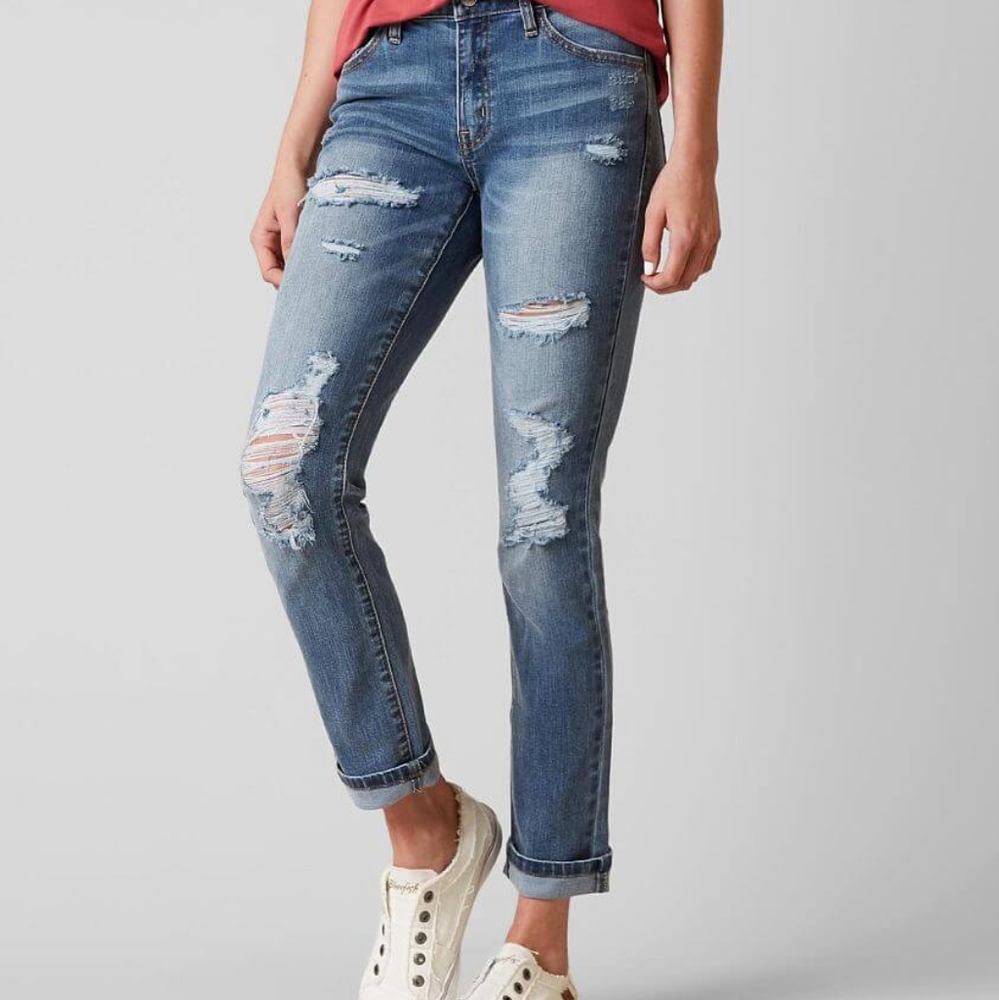 Kancan mid-rise ankle straight stretch jean